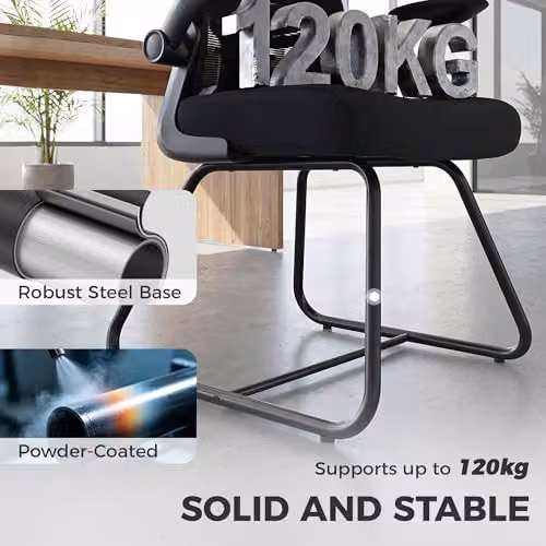 HOMCOM Black Conference and Reception Office Chair with Flip-up Armrests and Mesh Fabric – 7