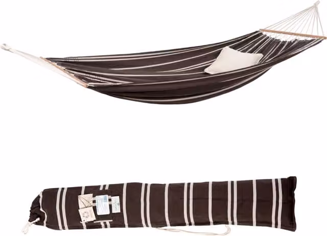 Brasilia Cappuccino Amazonas Mocca Brown Striped Cotton and Wood Chair