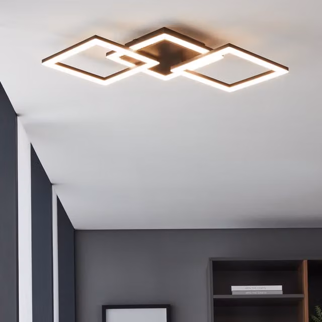 Eglo Paranday-Z Black Steel Smart Control LED Ceiling Light, Black, Diameter: 65 cm