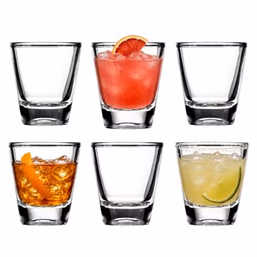 Orsina Set of 6 Transparent Glass Shot Glasses, 25ml Each