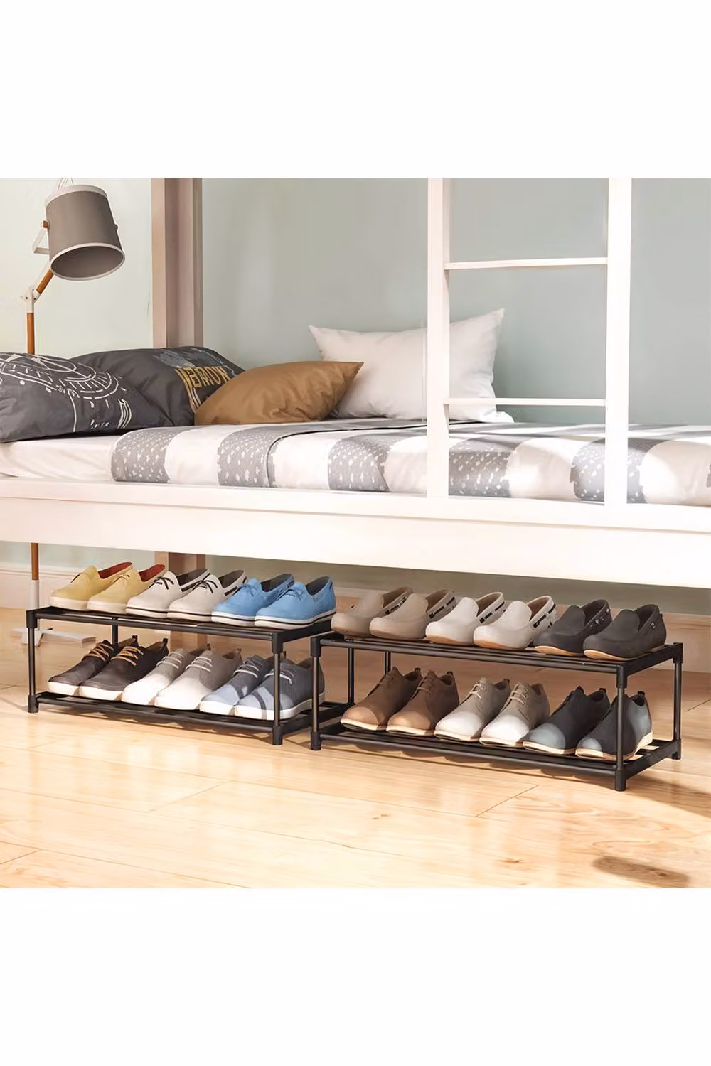 Living and Home 2-Tier Freestanding Metal Shoe Rack Organiser in Black – 2