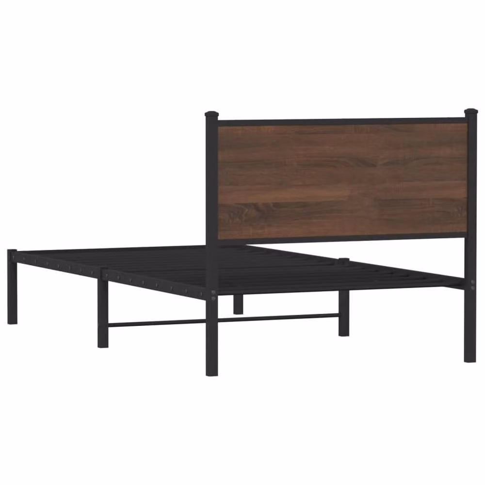 Berkfield Home Metal Bed Frame in Brown Oak, W/D/H: 100 x 190 cm – 5