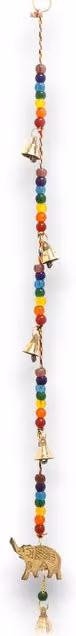 KDMK Gold Brass Elephant Hanging Chimes with Chakra Beads