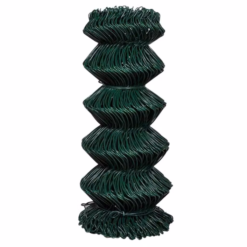 Berkfield Home Green PVC Coated Steel Chain Link Fence, 0.8 x 15 m – 2