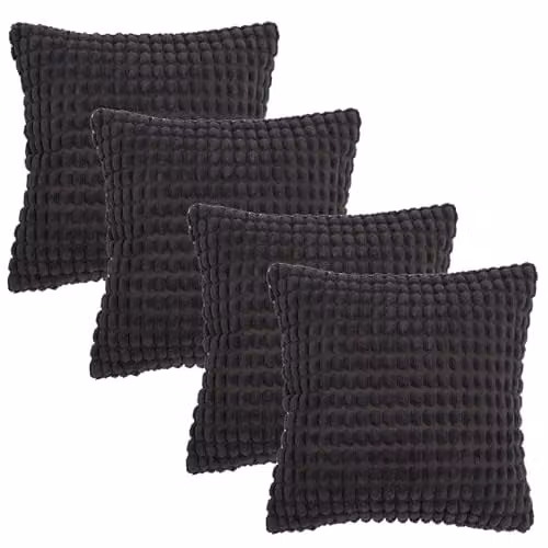 OHS Pack of 4 Bobble Textured Square Cushion Covers in Grey, W/H: 45 x 45 cm