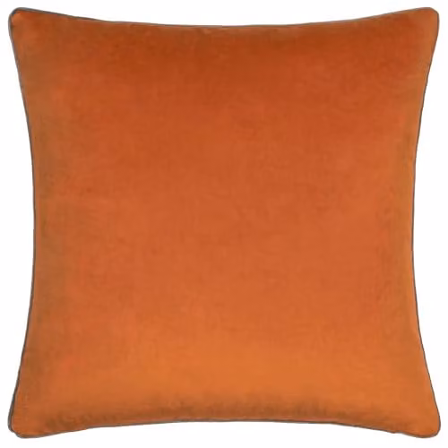 Furn Meridian Velvet Square Cushion in Orange and Brown, W/D/H: 45 x 45 x 45 cm