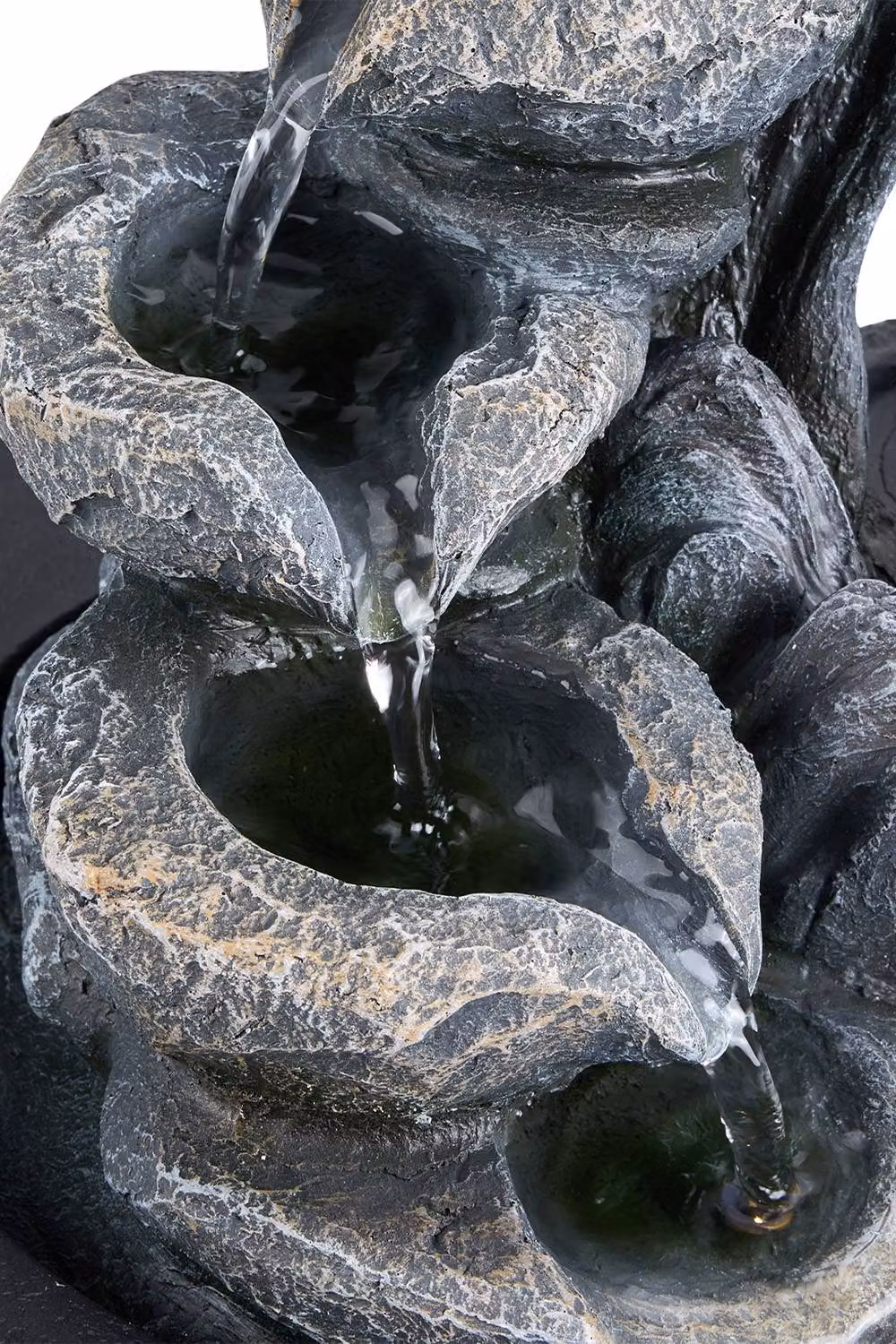 Garden Sanctuary Tabletop Waterfall Fountain with LED Lighting in Grey – 6