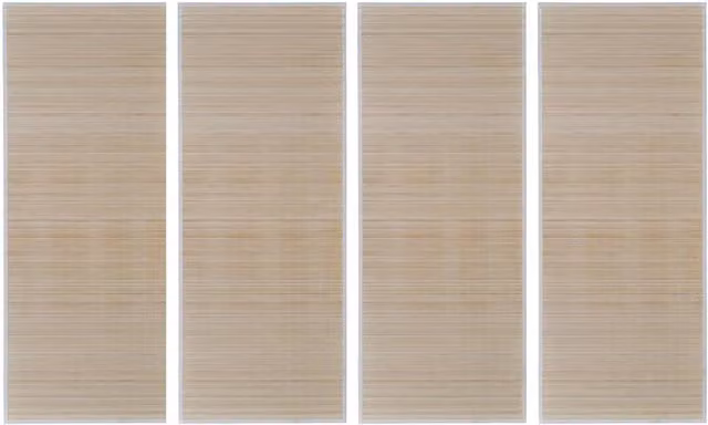 Berkfield Home Set of 4 Rectangular Natural Bamboo Rugs in Beige, W/D: 120 x 180 cm