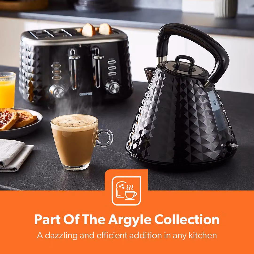 Geepas 1.5 l Cordless Traditional Pyramid Electric Kettle, 2500 W, Black – 7