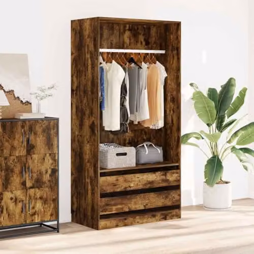 vidaXL Modern Wardrobe with Doors and Drawers in Brown, W/D/H: 100 x 50 x 200 cm – 2