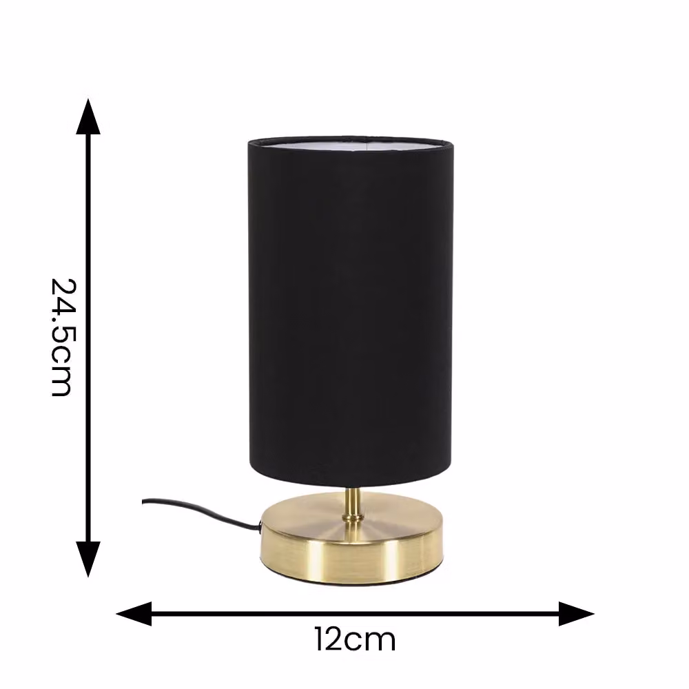ValueLights Francis Pair of Dimmable Touch Table Lamps with LED Bulbs, Brushed Gold and Navy Blue – 3