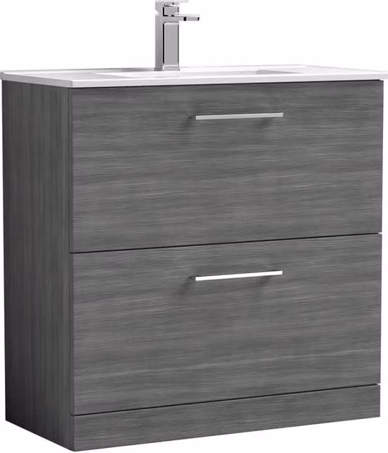 Balterley Bathroom 2 Soft Close Drawer Floor Vanity Unit, Anthracite Grey, Width: 60 cm