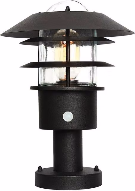 Netlighting Helsingor Black PIR Motion Sensor Pedestal Lantern IP44 – 1