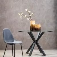 Orsina Grey Velvet Dining Chair with Armrests and Metal Legs – 2
