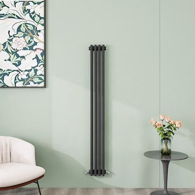 AicaBathroom Vertical Traditional Cast Iron Style 3 Column Steel Radiator in Anthracite, H: 150 cm, W: 20 cm, D: 20 cm