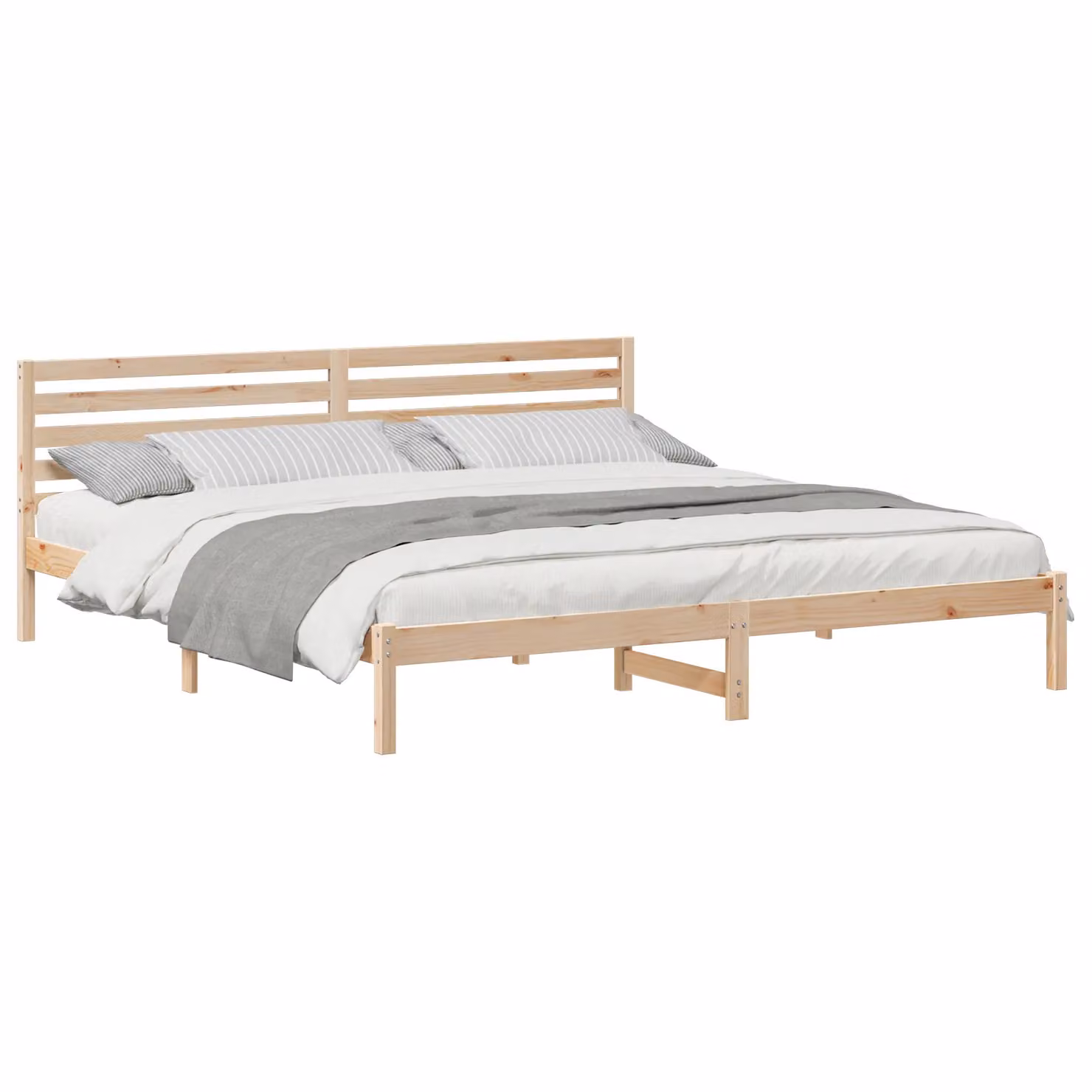 Berkfield Home Solid Pine Wood Bed with Headboard, Brown, W/D/H: 200 x 220 cm – 2