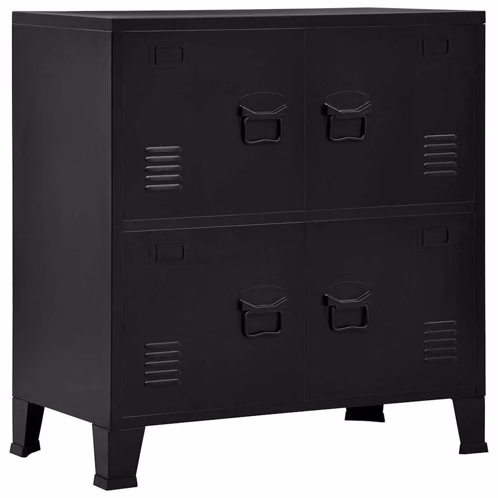 Berkfield Home Industrial Metal Storage Chest in Matt Black, W/D/H: 75 x 40 x 80 cm – 2