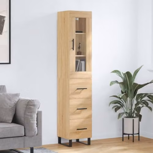 vidaXL Modern Highboard in Brown Sonoma Oak, W/D/H: 34.5 x 34 x 180 cm – 2