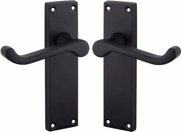 Golden Grace Matt Black Lever Latch Door Handles with 150mm Backplate