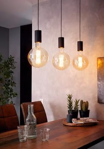 Eglo Pozueta Black Linear LED Pendant Light with Glass Shade – 1