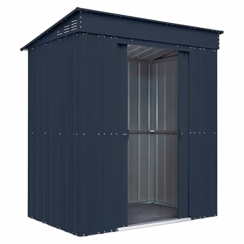 Globel Metal Garden Storage Shed with Pent Roof and Sliding Double Doors in Green or Grey