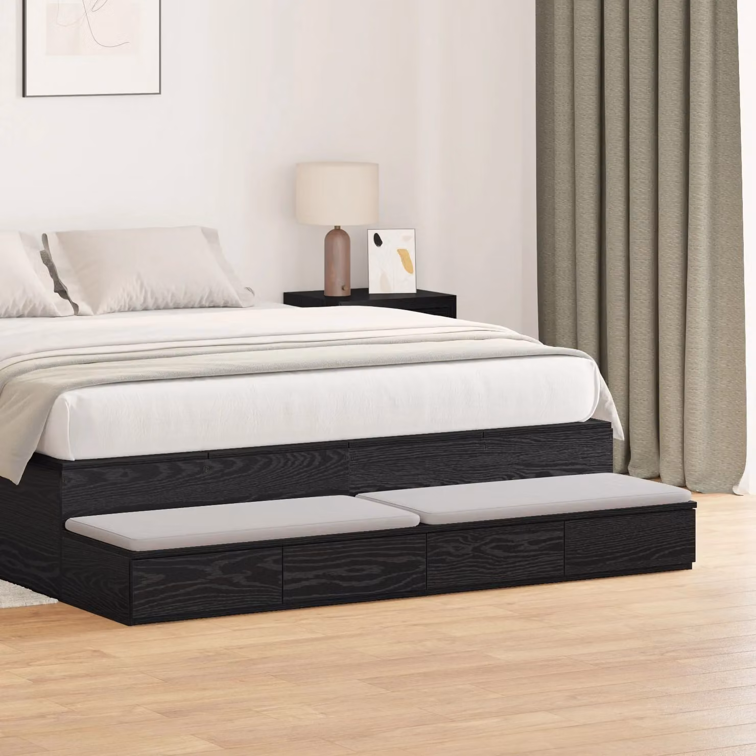 Berkfield Home Bed Drawers in Black, W/D/H: 140 x 36.5 x 16.5 cm – 2