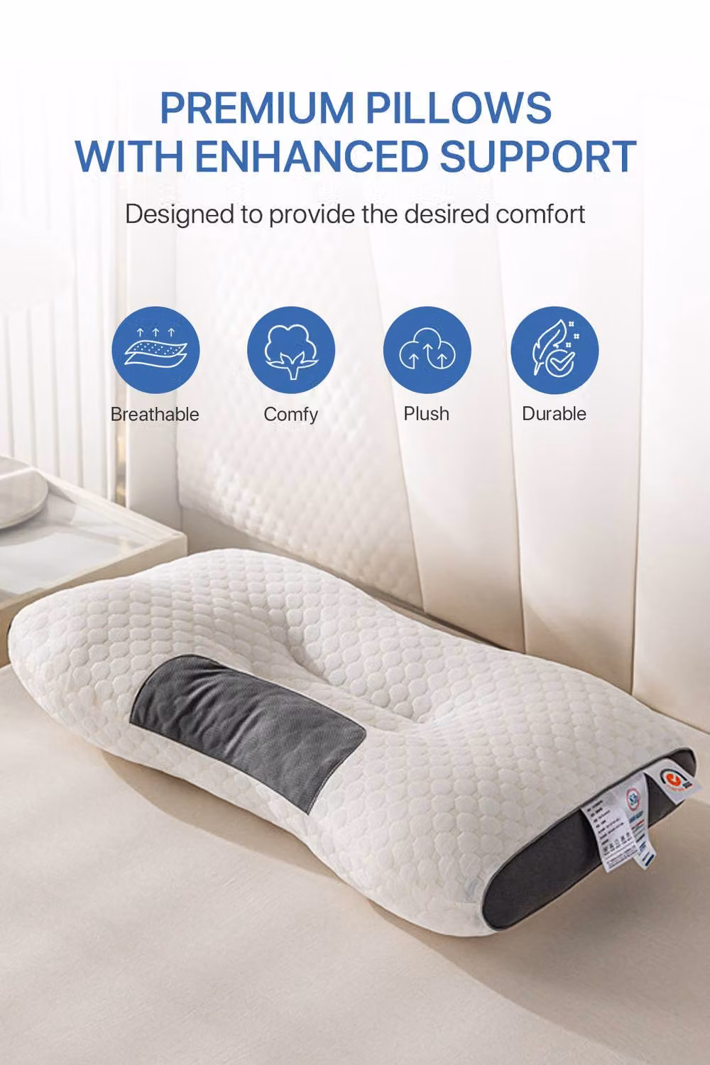 ExtraStar Breathable Knitted Ergonomic Neck Support Pillow in White, Single Size – 2