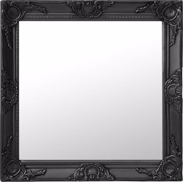 Berkfield Home Antique Baroque Style Square Wall Mirror, Black, W/H: 60 x 60 cm