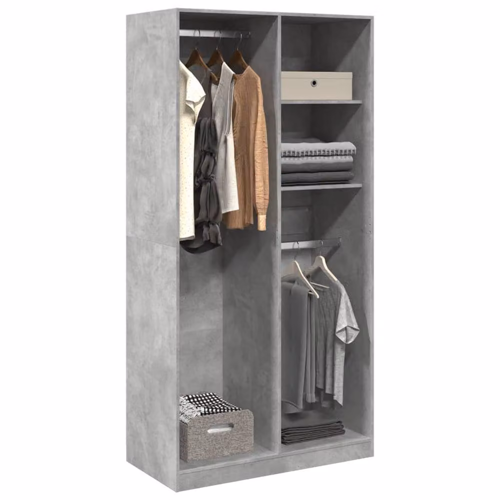 Berkfield Home Wardrobe in Concrete Grey, W/D/H: 100 x 50 x 200 cm – 2