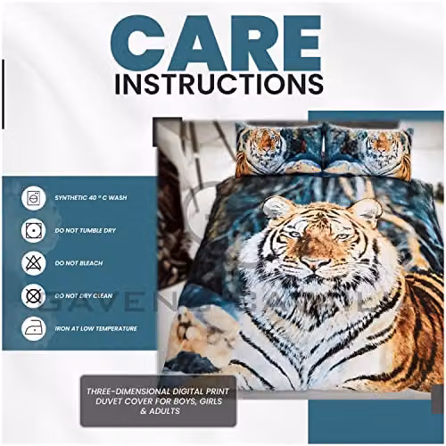 Gaveno Cavailia 3D Wildlife Brown Tiger Bed Set with Duvet Cover and Pillowcase, Multicolour, W: 180 cm, H: 200 cm – 4