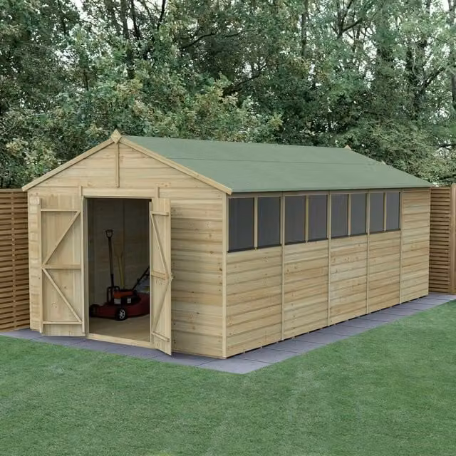 Beckwood 10x20 Apex Gable Wood Shed in Green and Brown