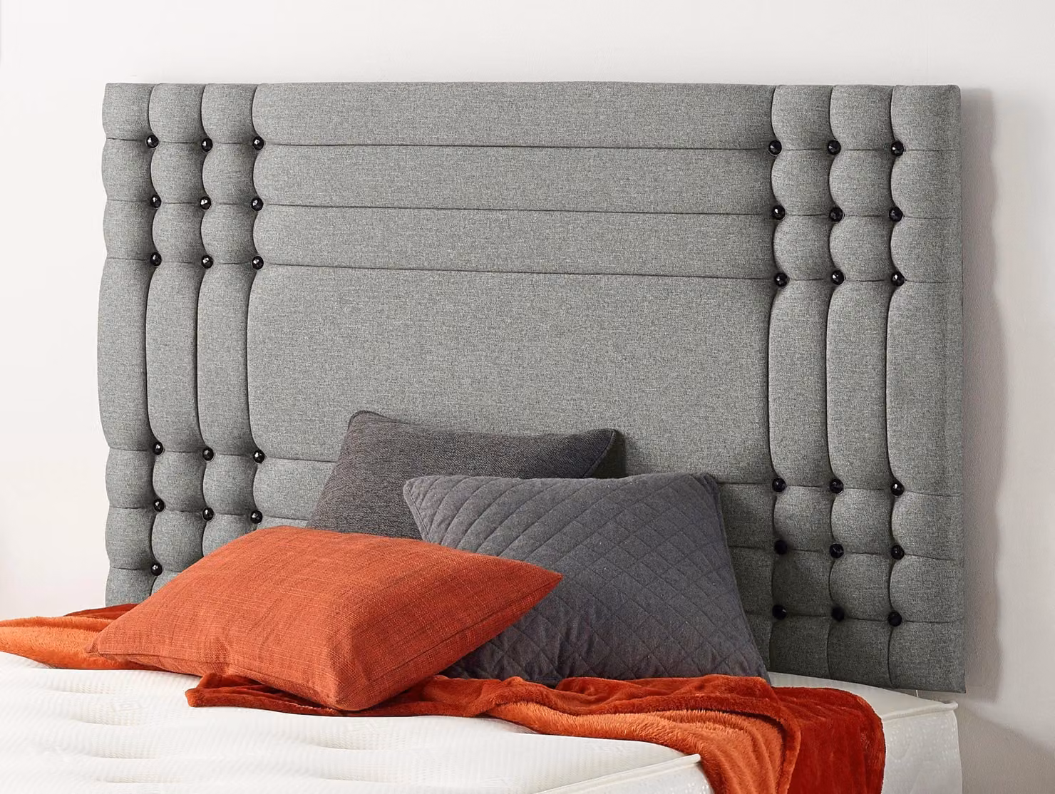 Somnior Flexby King Size Upholstered Linen Fabric Ottoman Bed with Headboard in Silver, W/D/H: 180 x 200 cm – 2