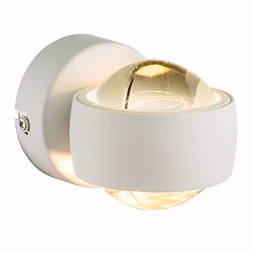 Netlighting Randi Integrated LED Wall Lamp with White Metal and Transparent Glass Sphere Shade, Warm White 3000K