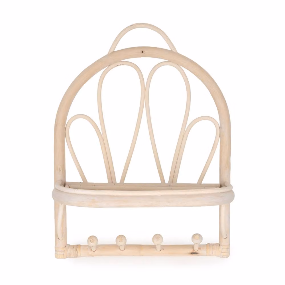 Madison & Mayfair Wall-Mounted Natural Rattan Shelf in Beige, W: 40.0 cm, D: 34.0 cm, H: 16.0 cm – 2