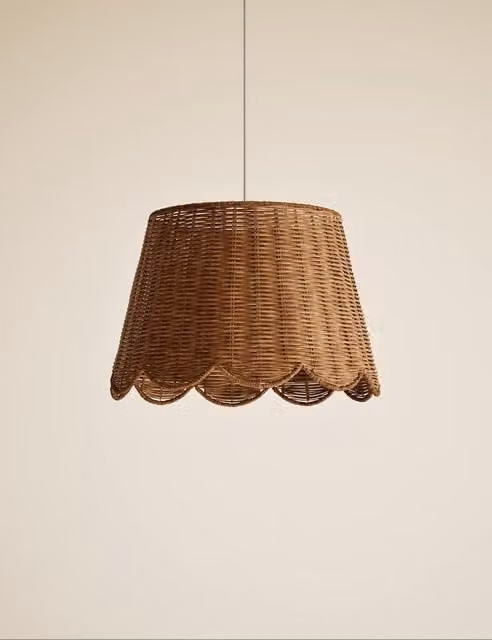 M&S Brown Rattan Wicker Scallop Cone Lamp Shade