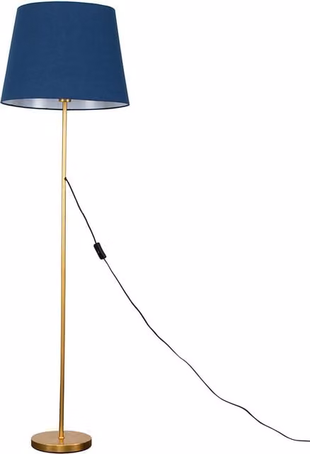 ValueLights Modern Gold Metal Floor Lamp with Blue Fabric Shade