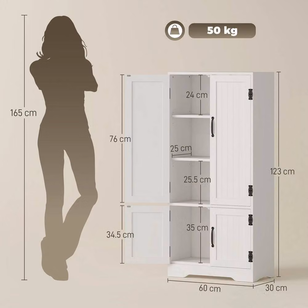 EONLION Modern White Matt Freestanding Kitchen and Bathroom Base Unit with 2 Hinged Doors and Internal Shelves – 2