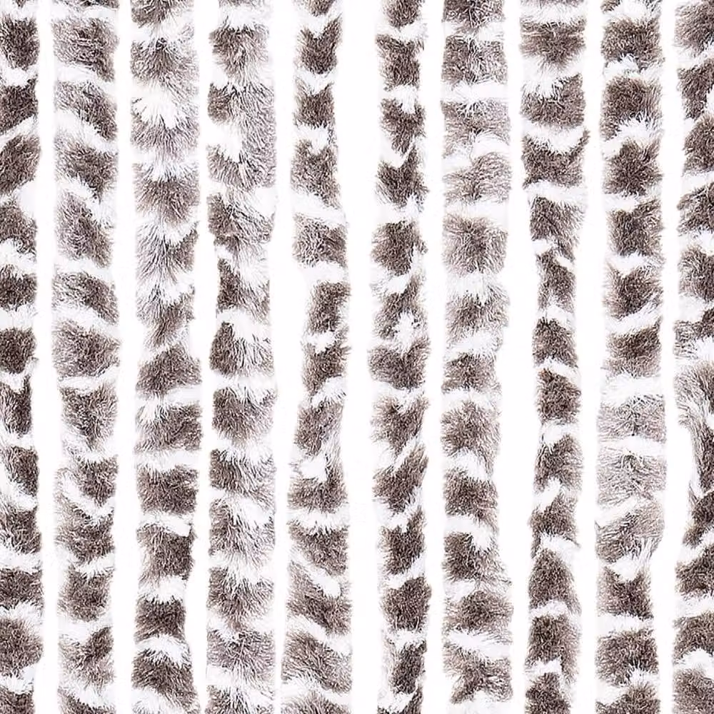 Berkfield Home Chenille Fly Curtain in Beige and White, W: 100 cm, H: 200 cm – 4