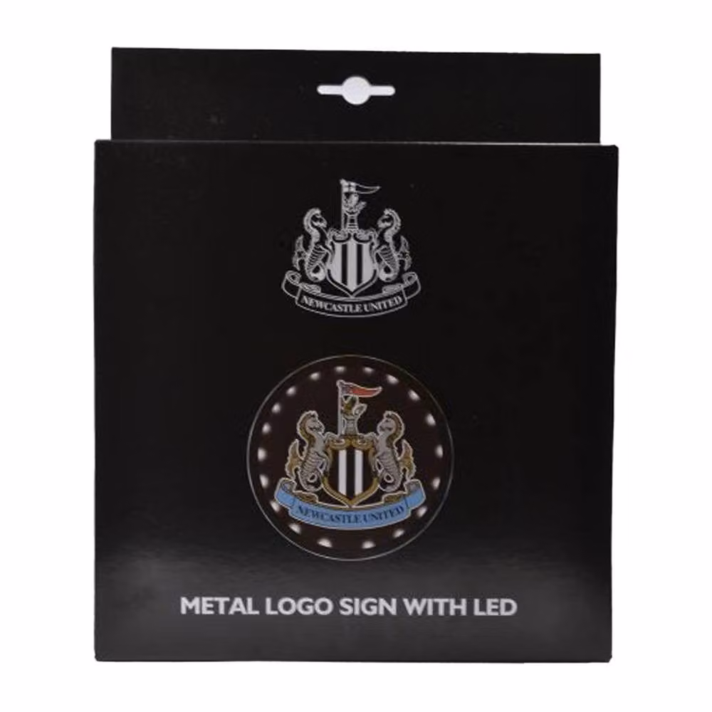 Newcastle United FC Metal Round LED Sign in Black – 3