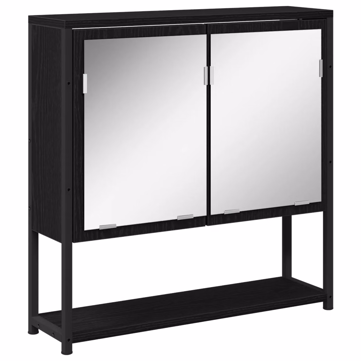 Berkfield Home Modern Black Oak Bathroom Mirror Cabinet with Internal Shelves, W: 60 cm, D: 16 cm, H: 60 cm – 1
