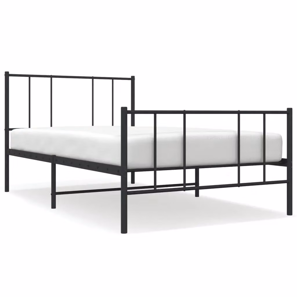 Berkfield Home Metal Bed Frame with Headboard and Footboard, Black, W/D/H: 100 x 190 cm – 2