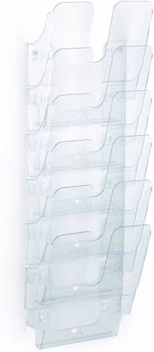 Durable Flexiplus 6 A4 Portrait Wall-Mounted Literature Tray in Transparent Plastic