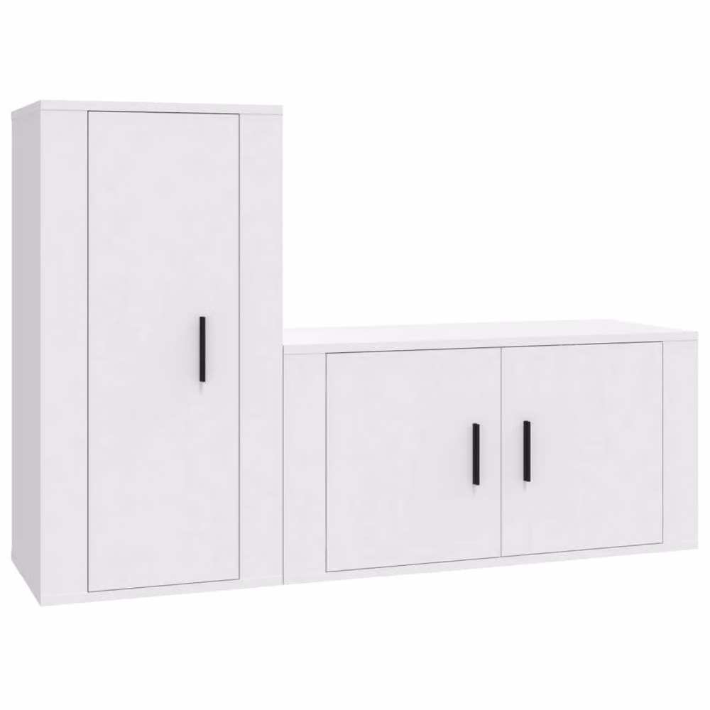 Berkfield Home Classic 2 Piece TV Cabinet Set in White Matt Engineered Wood – 3