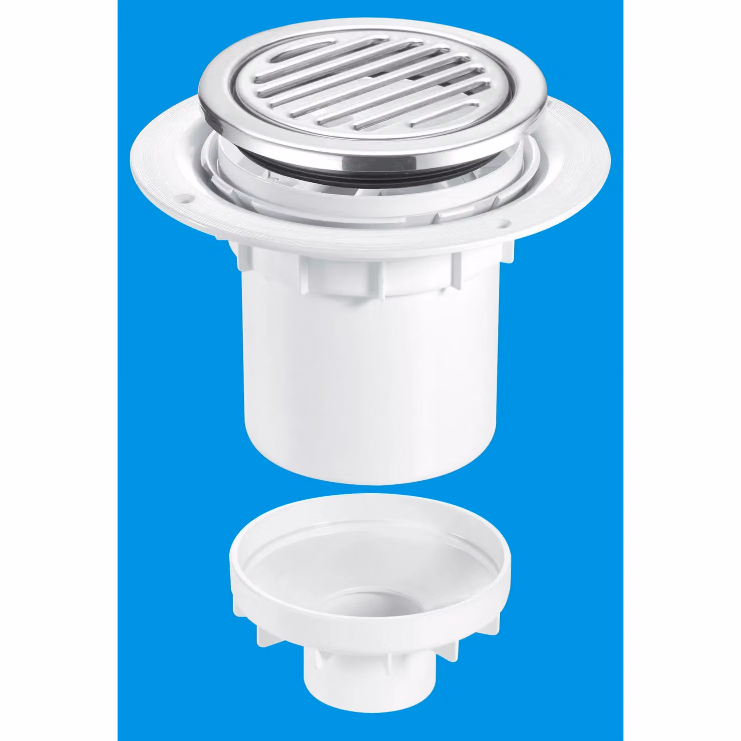 McAlpine TSG2-R125SS White Vertical Water Seal Trapped Gully with Stainless Steel Tile Insert and Odour Trap – 2