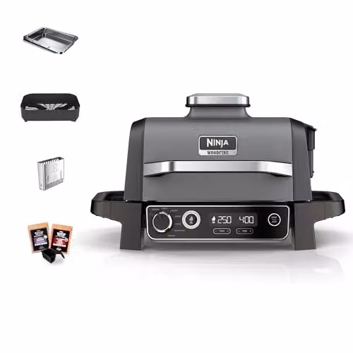 Ninja Woodfire Electric BBQ Grill and Smoker, Tabletop Hot Air Model, Grey and Black – 1