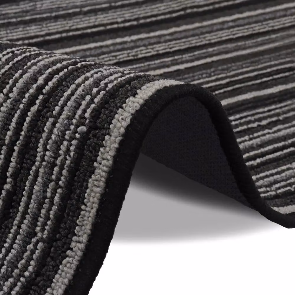JVL Arona Machine Washable Striped Latex Backed Doormat, Black, W: 50 cm, D: 80 cm – 4