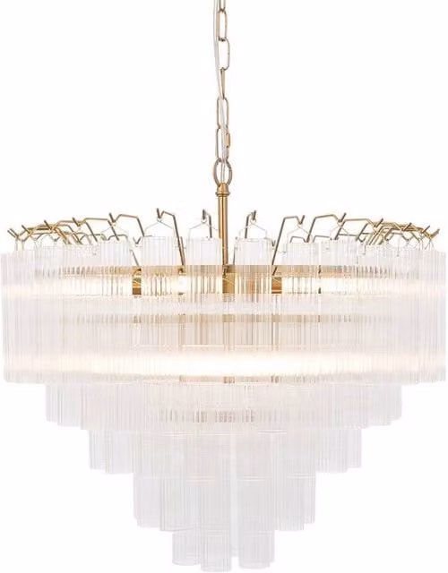Netlighting Toulouse Pendant Light in Gold and Brass with Transparent Ribbed Glass and G9 Base