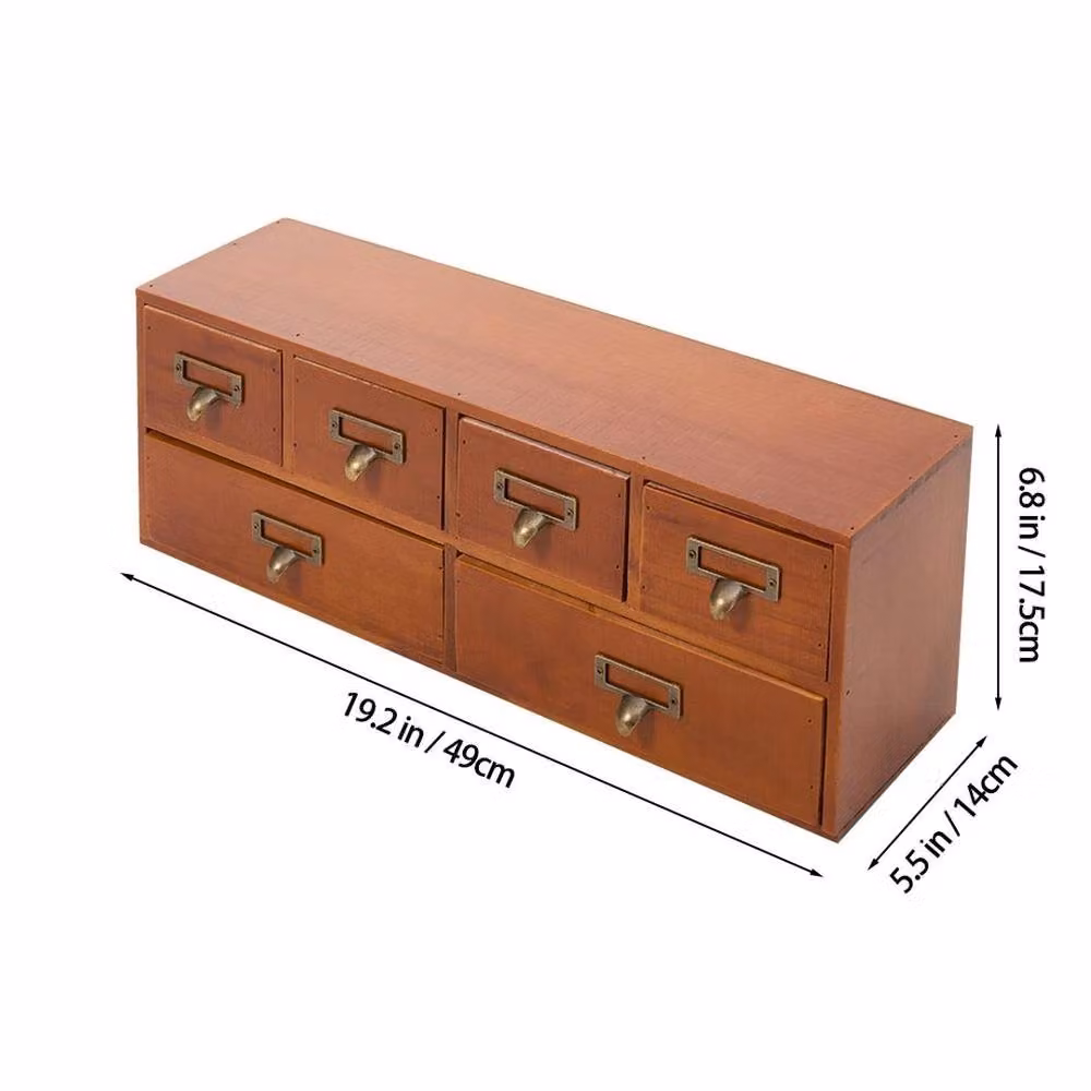 Kelvenix Desk Organiser with 6 Drawers Storage Box Cabinet in Brown – 2