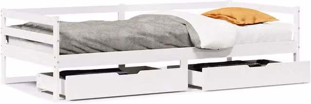 Berkfield Home Solid Wood Daybed with Drawers in White, W/D/H: 200 x 90 cm