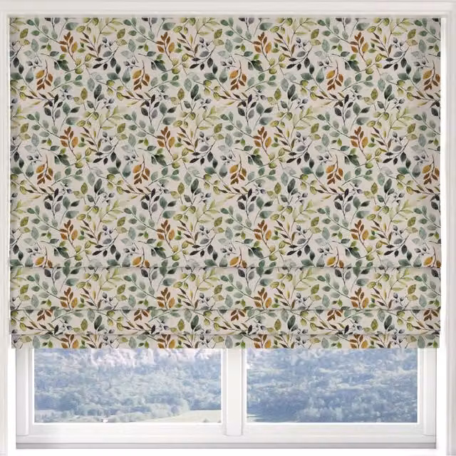 ANTE DECOR Lecco Made to Measure Blackout Roman Blind in Sage Green Floral Design